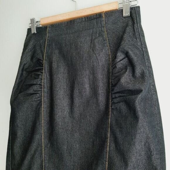 BISOU BISOU Y2K Blue Jeans Fitted High-Waist Pencil Midi Length Skirt Sz 6 - Picture 4 of 10